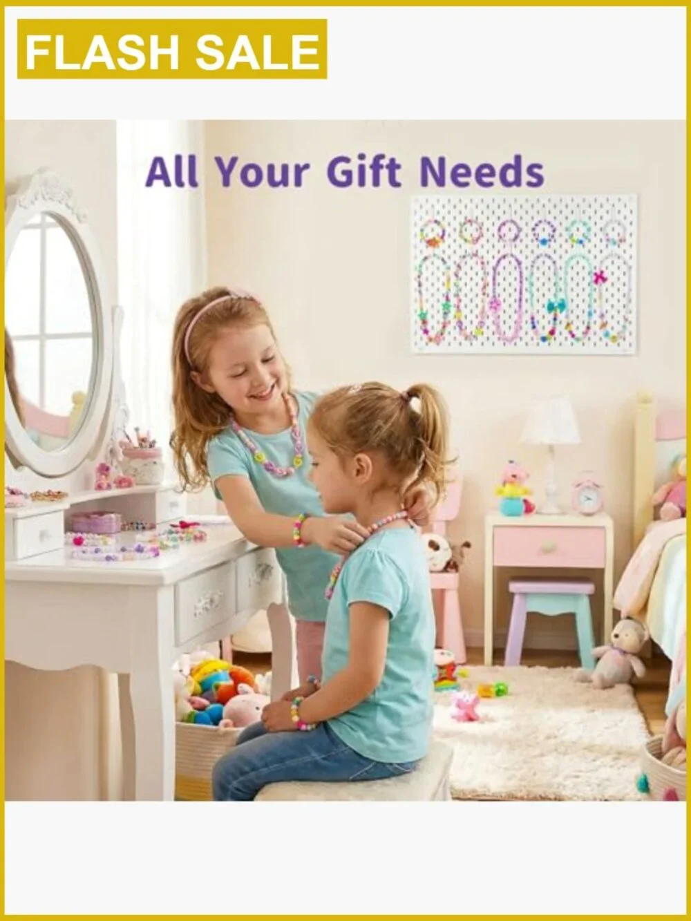 6-Piece Girls Necklace & Bracelet Set, Beaded Toddler Dress-Up Jewelry